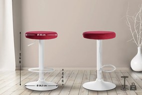 Barová stolička Ponte - zamat, biely rám - Červená