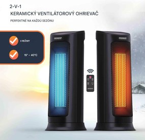InternetovaZahrada Ventilátorový ohrievač 2000 W - čierny