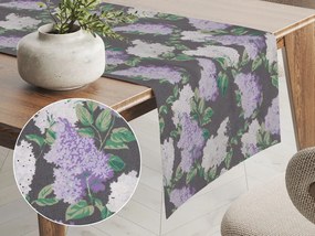 Biante Bavlnený behúň na stôl Sandra SA-384 Kvety orgovánu na sivom 20x180 cm