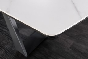Jedálenský stôl CONCORD 180-230 cm rozkladací mramorový vzhľad biely keramický tvrdené sklo