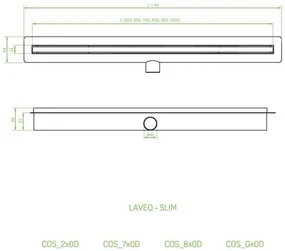 Laveo Slim, sprchový odtok 70 cm, čierna, LAV-COS_770D