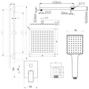 Sapho Sapho, CUBEMIX podomietková sprchová batéria, 2 výstupy, zlatá matná, CM042GB-02