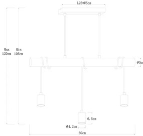 Globo 15539-3HB - Luster na lanku GREGOR 3xE27/60W/230V