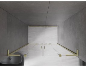 Mexen Velar L Duo, posuvné sprchové dvere do otvoru 140 cm, 8mm číre sklo, zlatá matná, 871-140-003-02-55