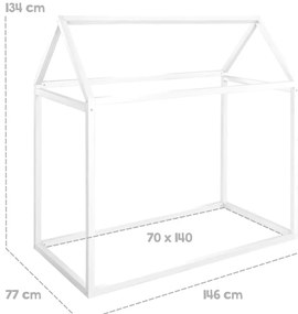 Biela domčeková detská posteľ z borovicového dreva s matracom/bez roštu 70x140 cm House Bed – Roba