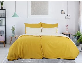 B.E.S. Petrovice Bavlnené obliečky Double face horčicová/kávová