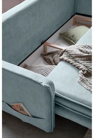 Svetlomodrá zamatová rozkladacia pohovka 225 cm Charming Charlie – Miuform