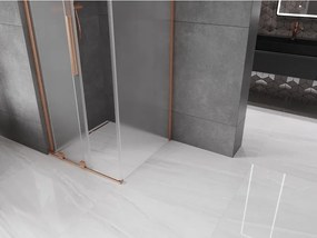 Mexen Velar L, sprchový kút s posuvnými dverami 120 x 120 cm, 8mm sklo námraza, medená matná, 871-120-120-33-65