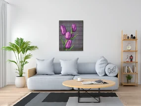 Gario Diamantové maľovanie Fialové tulipány Rozmery: 60 x 80 cm, Rámovanie: S vnútorným rámom, Diamanty: Štvorcové
