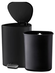 Matne čierny nášľapný oceľový odpadkový kôš 5 l EasyStore Luxe – Joseph Joseph