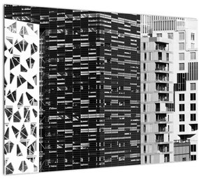 Sklenený obraz čiernobiele architektúry (70x50 cm)