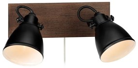 Markslöjd 108213 - Nástenné bodové svietidlo NATIVE 2xE14/18W/230V čierna/hnedá