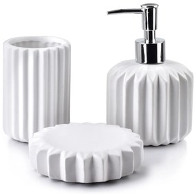 Sada kúpeľňových doplnkov Ferra, biela/s chrómovými prvkami