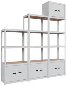 Policový regál kovový s dvierkami biely AR Style D-Carbon