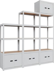 Policový regál kovový s dvierkami biely AR Style D-Carbon