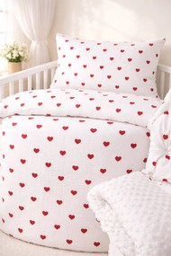 INTERMEDIC SK Mušelínové obliečky Love Red so srdiečkami 90x130 + 45x65 cm