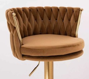 LuxuryForm DESIGN Stolička LYON VELUR na zlatej podstave s kolieskami - medová