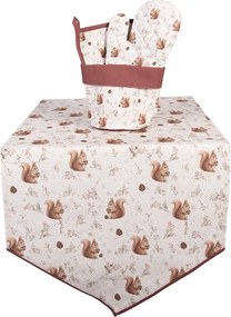 Béžový látkový košík na pečivo s veveričkami Tiny Squirrel - Ø 15*16 cm