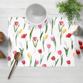 Biante Bavlnené prestieranie na stôl Sandra SA-506 Tulipány na bielom 30x40 cm