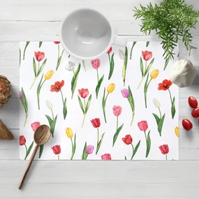 Biante Bavlnené prestieranie na stôl Sandra SA-506 Tulipány na bielom 30x40 cm