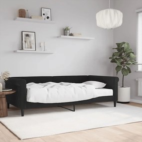 Denná posteľ s matracom čierna 100x200 cm zamat 3197758