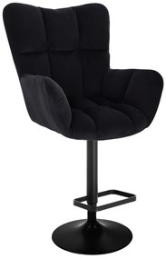 LuxuryForm DESIGN Barové kreslo AURORA VELUR na čiernom tanieri - čierne