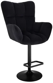 LuxuryForm DESIGN Barové kreslo AURORA VELUR na čiernom tanieri - čierne