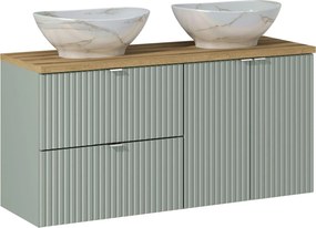 Comad Kúpeľňová skrinka s doskovými umývadlami set Line Reed Green 120 zelená/dub coast evoke