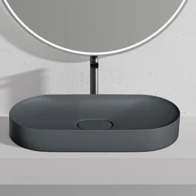 Rea Iris, umývadlo na dosku z konglomerátu 700x355x105 mm, šedá matná, REA-U4306