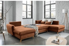 Tehlovooranžová rozkladacia pohovka do "U" Miuform Scandic Lagom, pravý roh