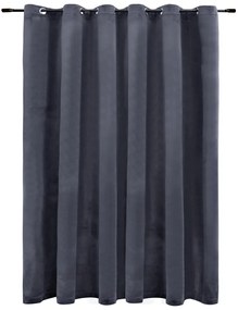 vidaXL Zatemňovací záves s kovovými očkami, zamat, antracit 290x245 cm