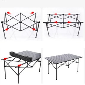 Skladací kempingový stôl 95 x 56 x 50 cm s obalom béžová