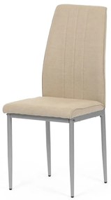 Židle jídelní, béžová látka, šedé kovové nohy