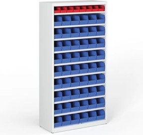 Regál s plastovými boxmi BASIC so zadnou stenou - 1800 x 400 x 920 mm, 54x B, 8x A