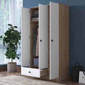 Šatní skříň BA 117 90 cm ořech/bílá