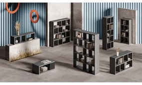 Sivá knižnica v dekore betónu 150x83 cm Berlin – TemaHome