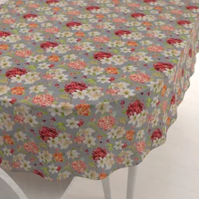 Biante Dekoračný oválny obrus PML-092 Hortenzie a ľalie na sivom 120x200 cm