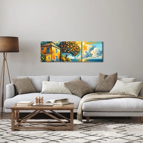 Obraz - Dom s pomarančmi I. (s hodinami) (90x30 cm)