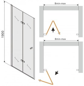Mexen Lima, skladacie sprchové dvere do otvoru 95 x 190 cm, 6mm číre sklo, chrómový profil, 856-095-000-01-00