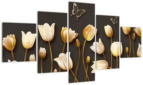 Obraz zlatých tulipánov