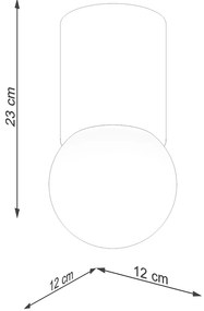Stropné svietidlo Boomo, 1x biele sklenené tienidlo, drevo, (23 cm)