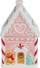 SWEET X-MAS Dóza na sušienky perníková chalúpka - ružová