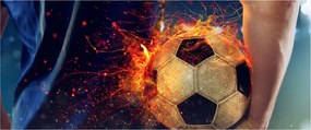 Obraz - Futbalová lopta v ohni (120x50 cm)