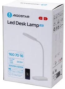 Aigostar - LED Stmievateľná stolná lampa s bezdrôtovým nabíjaním LED/2,5W/5V biela