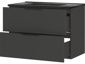 Čierno-antracitová závesná skrinka s umývadlom 81x61 cm Crandon – Germania