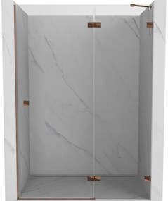 Mexen Lunar, pravé otočné sprchové dvere 135 cm, 8mm číre sklo, ružové zlato profil, 834-135-000-60-00-P