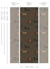 WALLCOLORS Horses olive wallpaper - tapeta POVRCH: Wallstick