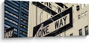 Obraz - New York ONE WAY (s hodinami) (90x30 cm)