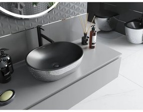 Mexen Viki, umývadlo na dosku 48x35x14 cm, čierna matná-strieborný vzor, 21054872