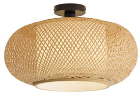 Japandi stropné svietidlo bambusové s bielym interiérom - Liva